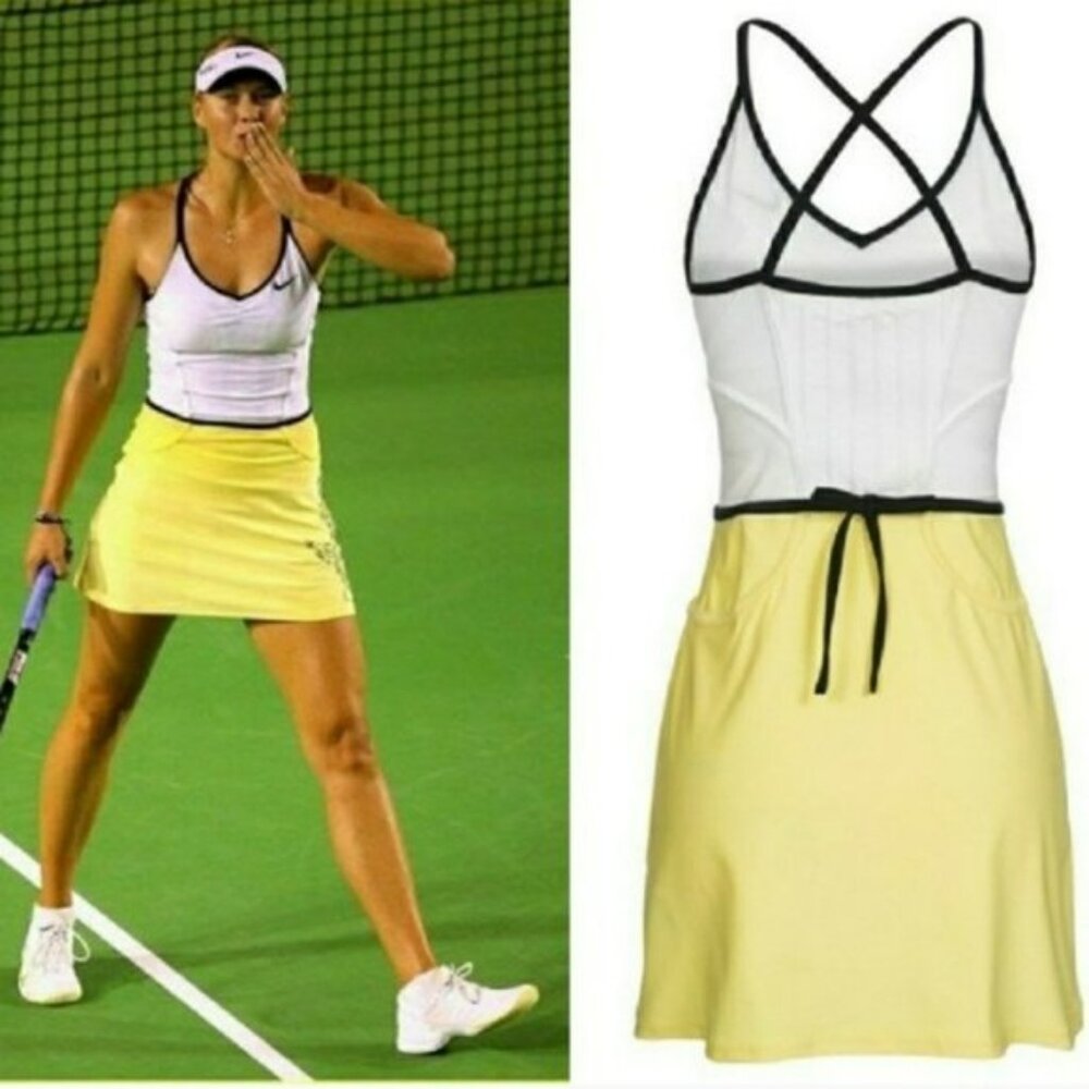 NWT Nike Maria Sharapova Tennis Dress w/ Bra White Yellow L Large
